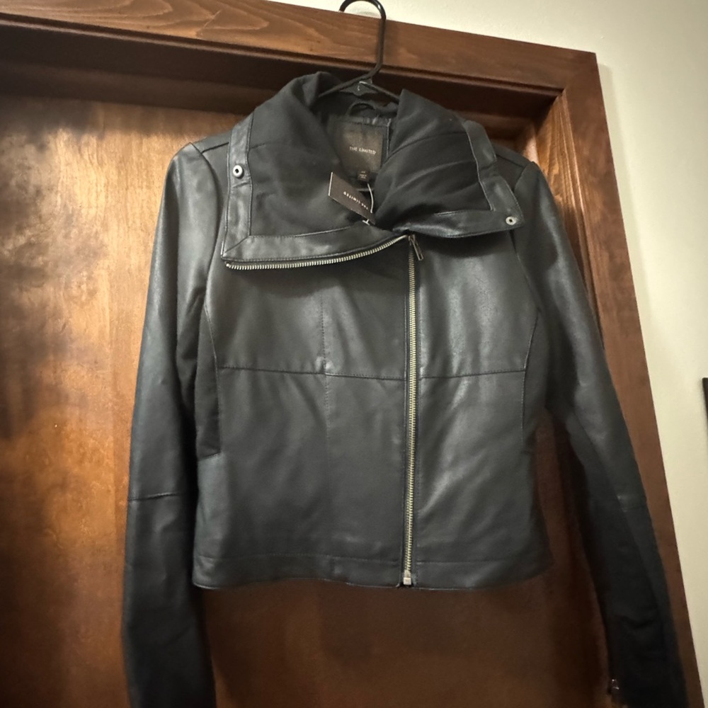 The Limited Black Leather Jacket with Quilted Details- alternative leather